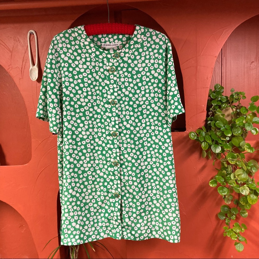 Vintage Andrea Gayle Floral Button-Up Tunic US 18